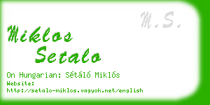 miklos setalo business card